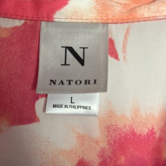 Natori Floral Short Sleeve Blouse L - Picture 2 of 6